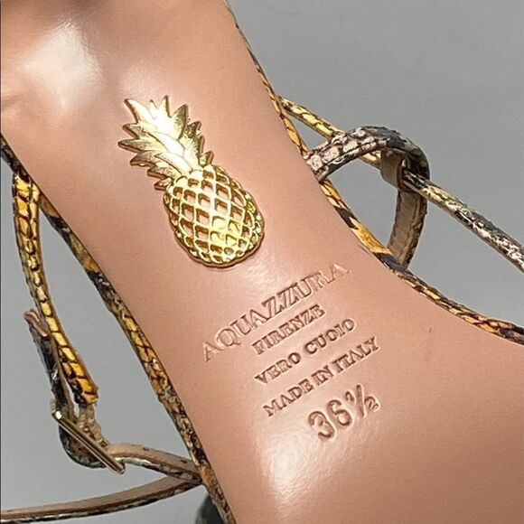 Aquazzura Carolyne Snakeskin Strappy Sandals size 36.5 - Picture 12 of 12
